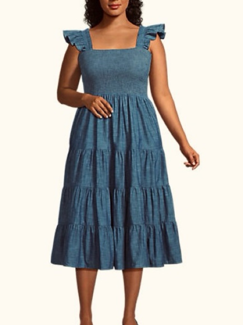 Land’s End Chambray ruffle midi dress extra large